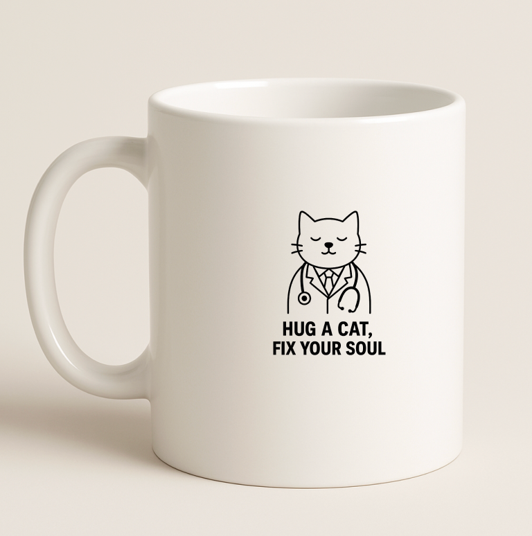 Hug a cat fix your soul coffee mug